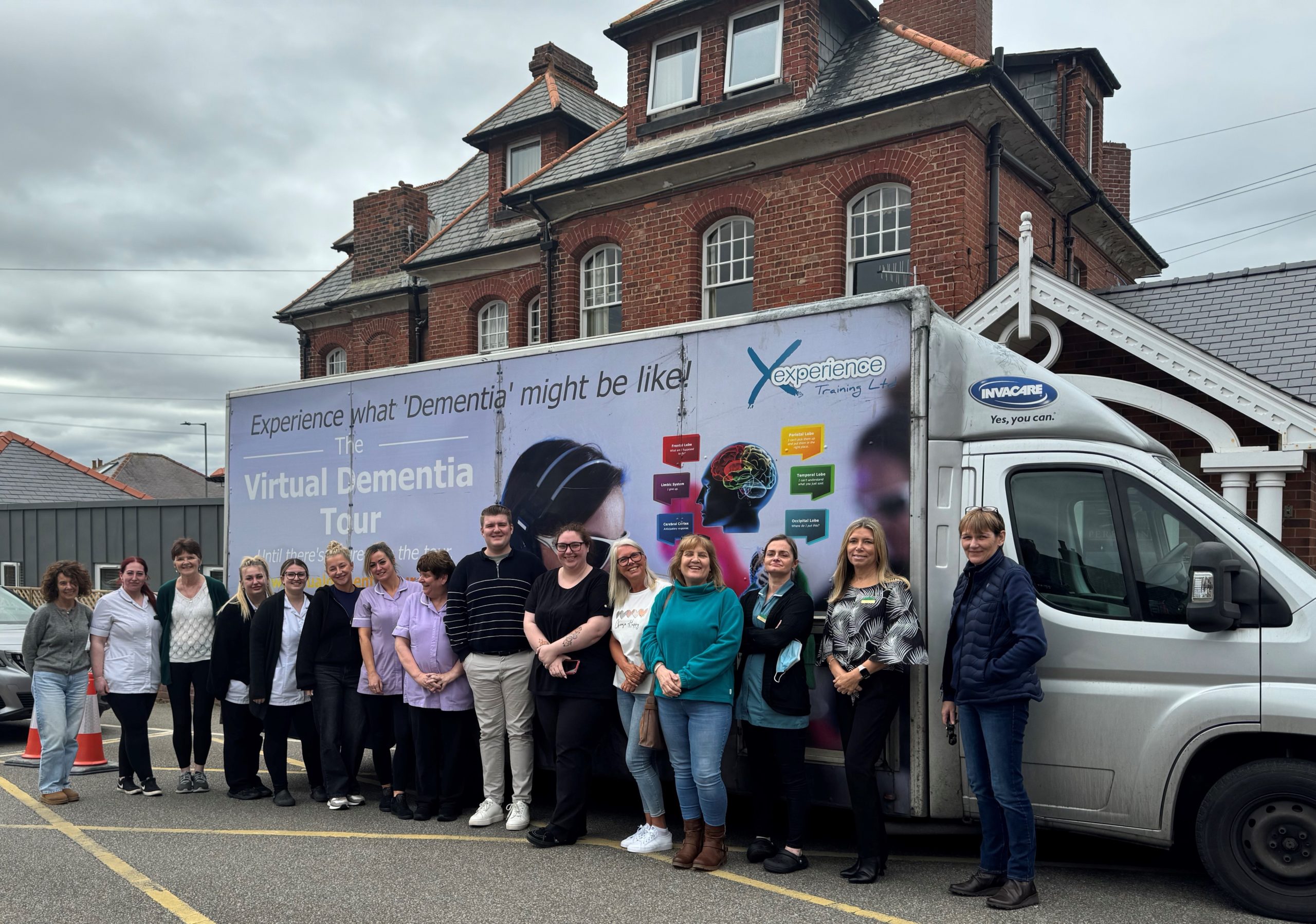 Virtual Dementia Bus and PHW staff - cropped Dementia Friendly Care Home in Whitby - Peregrine House